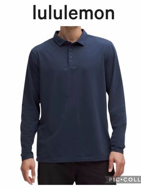 Lululemon Evolution Long Sleeve Polo Shirt navy blue size XL